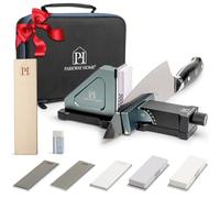 PATENTED ORIGINAL ADJUSTABLE ROLLING KNIFE SHARPENER KIT: Adjustable Height, 30 Angle Options, 5 Removeable Whetstone Plates, Leather Strop with Travel Case - Kitchen Knife Sharpener