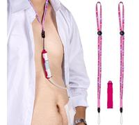 Patented Peritoneal Dialysis Transfer Set Holder for Baxter, PD Catheter Holder Belt Accessories, 2 Adjustable Lanyard Neck Cord and 1 Holder Included, Secure Shower Support for Men and Women (Pink)