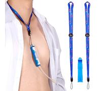 Patented Peritoneal Dialysis Transfer Set Holder for Baxter, PD Catheter Holder Belt Accessories, 2 Adjustable Lanyard Neck Cord and 1 Holder Included, Secure Shower Support for Men and Women (Blue)