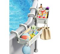 [PATENTED] POOLHACKER 2025 Upgrade 2 Sets Poolside Storage Basket - Original Above Ground Pool Accessories, Swimming Pool Storage Basket with Pool Cup Holder, Poolside Storage to Organize Cup Towel