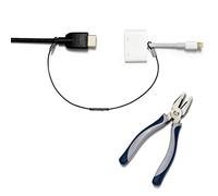 Patented Pre-Assembled Adapter Ties - Anti-Theft Cable Locks for Tools, Dongles, Tethers, Computer adapters. Steel Cable, Security Lock, Easy Installation with Free Crimping Tool