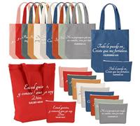 Paterr 10 Pcs Christian Gift Tote Bags Bulk with Handle 10 Pcs Bible Religious Makeup Bag for Mom Wife Lady Godmother Church(Vivid Color,Classic Spanish)