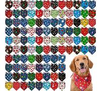 Paterr 100 Pieces Dog Bandanas Bulk Christmas Pet Handkerchief Soft Dog Cute Triangle Bibs Kerchief Adjustable Washable Xmas Pet Scarf Costume Accessory Decoration for Small Medium Dogs Puppy Cats