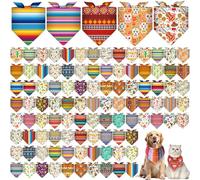 Paterr 100 Pieces Dog Bandanas Bulk Mexican Cinco De Mayo Pet Handkerchief Soft Dog Triangle Bibs Cute Adjustable Washable Pet Scarf Accessory for Small Medium Dogs Puppy Cats (Mexican Fiesta)