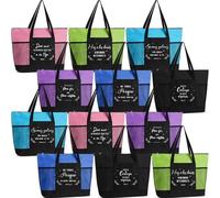 Paterr 12 Pcs Housekeeping Week Appreciation Gift Christian Thank You Tote Bags with Mesh Pocket for Women(Spanish)