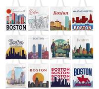 Paterr 12 Pcs New York City Souvenirs Gifts Seattle Tote Bags San Francisco Grocery Shopping Canva Bag Chicago Tote Boston City Themed Souvenirs and Gifts for Women Travel Lover(Boston)