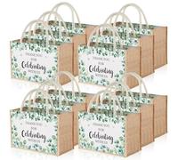 Paterr 12 Pcs Thank You Canvas Bags Bulk with Handles for Women Reusable Appreciation Burlap Toe Bags, Sage Green, 1 Count (Pack of 12)