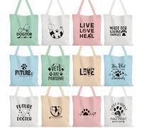 Paterr 12 Pcs Vet Tech Gifts Veterinary Technician Tote Bags for Women, Thank You Appreciation Vet Tech Week Animal Rescue Gift for Dog Doctor Animal Lover Christmas Birthday Present