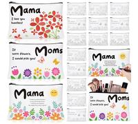 Paterr 12 Sets Mother's Day Flower Canvas Makeup Bag Craft Kit DIY Zipper Pouch Makeup Bag Handmade Gift for Mom from Daughter Son for Mother's Day Gift Others Days Craft for Classroom Activity
