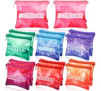 Paterr 14 Pcs Packing Cubes for Travel Kids Days of Week Compression Packing Cubes Colorful Daily Outfit Luggage Suitcase Organizers Zippered Storage Bag for Camp Travel Cruise Vacation