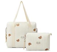 Paterr 2 Pcs Diaper Bag Tote for Baby Small Multifunction Maternity Bag Quilted Cotton Cute Stroller Storage Bag Travel, As Shown in the Picture, as shown
