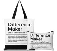 Paterr 2 Pcs Difference Maker Tote Bag Difference Maker Gifts for Women Black and White Scheme Appreciation Gifts for Employee Staff Women Holiday Christmas Stocking Stuffers