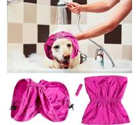Paterr 2 Pcs Dog Bath Shower Cap Waterproof Adjustable Dog Ear Covers for Bath Protection Headband Snood Rain Hat Bathing Grooming Swimming, Purple