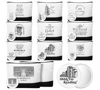 Paterr 20 Pcs CNA Week Gift Bulk Employee Appreciation for Women Inspirational Canvas Makeup Bags with Zipper and Mini Compact Mirrors Thank You Gift for Nurse End of Year, Book Reading, Weekend