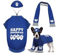 Paterr 3 Pieces Hanukkah Dog Costume Chanukah Pet Costume Dreidel Pattern Yarmulke Tallis Dog Scarf Happy Hanukkah Hoodies for Chanukah Christmas Puppy Pets Holiday Decoration(Medium)