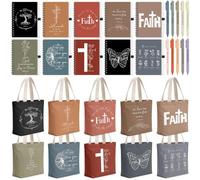 Paterr 30 Pcs Christian Religious Gifts Bulk for Women,Colorful,Plastic Pen | Inspirational Bible Religious Gift, Small Tote Bags, Spiral Notebooks, Ballpoint Pens, Biblical Present for Christian Women