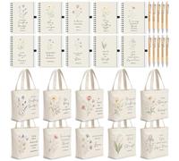 Paterr 30 Pcs Christian Religious Gifts for Women Bulk Inspirational Bible Religious Gift Set Include Small Tote Bags Spiral Notebooks Ballpoint Pens for Christian Women Christmas Biblical Present