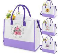 Paterr 4 Pcs 4 Pcs Christian Canvas Tote Bags for Women Religious Bible Tote Bag with Shoulder Strap Christmas Scripture Gift Mom (Christmas,Purple)