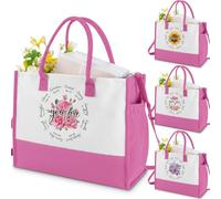 Paterr 4 Pcs 4 Pcs Christian Canvas Tote Bags for Women Religious Bible Tote Bag with Shoulder Strap Christmas Scripture Gift Mom (Christmas,Pink)