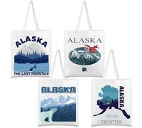 Paterr 4 Pcs City Souvenir Tote Bag-New York Chicago Seattle Los Angeles Boston San Francisco Paris Italy Las Vegas Nashville (Alaska)