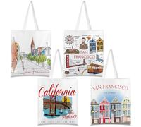 Paterr 4 Pcs City Souvenirs and Gifts New York Paris Chicago Seattle Los Angeles Italy Souvenir Gifts Canvas Tote Bag Gift, Multicolor, about 14.96 x 13.39 inches