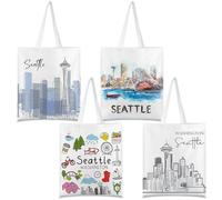 Paterr 4 Pcs City Souvenirs and Gifts New York Paris Chicago Seattle Los Angeles Italy Souvenir Gifts Canvas Tote Bag Gift, Multicolor