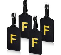 Paterr 4 Pcs Initial Letter A-Z Luggage Tags, Leather Suitcase Tags Bulk, Travel Tags, Bag Tags for Suitcase Baggage Instrument with Privacy Name Card for Travel Business Trip Sports (F)