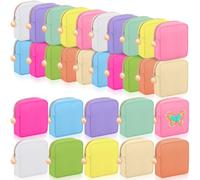 Paterr 50 Pieces Nylon Make up Pouch Bag Bulk Mini Cosmetic Bag with Zipper Travel Small Makeup Pouch Organizer End of the Year Gifts Bulk for Women, Multicolor