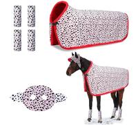 Paterr 6 Pcs Halloween Horse Accessory Set Halloween Horse Spot Cape Leg Wraps Dalmatian Ears Hat Costume for Spooky Season Holiday