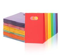 Paterr 60 Pcs Paper Bags with Handles Bulk, 8.7 x 5.9 x 2.4 Inch Small Paper Gift Birthday Party Favor Gift Wrap for Craft Grocery Retail Shopping Business (Rainbow Color)
