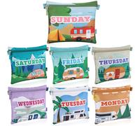 Paterr 7 Pcs Packing Cubes for Travel Kids Days of Week Compression Packing Cubes Colorful Luggage Organizers Suitcase Camp (Car)