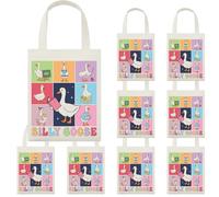 Paterr 8 Pack Last Toast on the Coast Tote Bags Bachelorette Bridesmaid Canvas Gift Bags with Bows Bridal Shower Party Favor(Silly Goose Teacher)