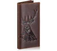 Paterr Deer Long Wallet for Men, Full Grain Leather Bifold, Rodeo Wallet, Western Cowboy RFID Blocking, Deer Hunting Gift for Christmas, Boyfriend, Husband, Father's Gift