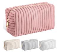 Paterr Flannel Makeup Bag Quilted Fuzzy Cosmetic Bag Plush Small Zipper Pouch Fluffy Emergency Bags Portable Storage Pouch for Women Christmas Gifts, Pink