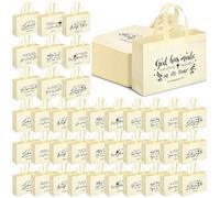 Paterr Religious Tote Bags Large Tote Christians Bible Non Woven Reusable Goodie Bags with Handles for Women Groceries Party, Beige, L