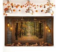 Path Backdrop, Rustic Cozy Leaves Pumpkins Fall Orange Decorations Backdrops for Photo Booth Photography Party Event Decor 71x43 Inch