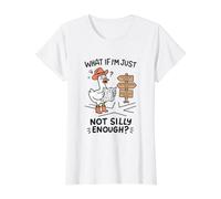 Path Finding Hiking Goose Not Silly Enough Funny Value Graphic T-Shirt, Women, White, L