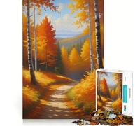 Path in Autumn Forest Jigsaw Puzzle 1000 Piece for Teenagers Mind Skill Toy Peaceful Fun Design Assembly Unique Gift (38x26cm)