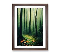 Path In The Forest Framed Print | A4 Walnut Framed Wall Art | Ready to Hang | Modern Landscape Picture | Living Room Bedroom Lounge Office