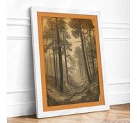 Path Into the Mist Scandinavian Framed Wall Art Print A3 (42×29.7cm) White, Wall Decor for Living Room, Bedroom, Office & Home, Ready to Hang, Art Gift