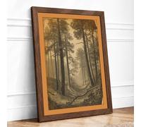 Path Into the Mist Scandinavian Framed Wall Art Print A4 (29.7×21cm) Walnut, Wall Decor for Living Room, Bedroom, Office & Home, Ready to Hang, Art Gift
