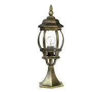 Path Light Aluminium Glass in Gold Antique IP23 Patio Garden 50.5 cm Small E27 Rustic Lantern Country House Pedestal lamp Outdoor Brest