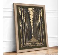 Path Through Conifers Vintage Framed Wall Art Print A3 (42×29.7cm) Oak, Wall Decor for Living Room, Bedroom, Office & Home, Ready to Hang, Art Gift