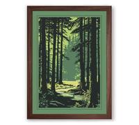 Path Through Dark Woods Scandinavian Framed Wall Art Print A1 (84.1×59.4cm) Walnut, Wall Decor for Living Room, Bedroom, Office & Home, Ready to Hang, Art Gift