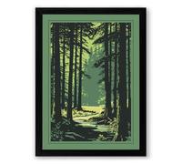 Path Through Dark Woods Scandinavian Framed Wall Art Print A3 (42×29.7cm) Black, Wall Decor for Living Room, Bedroom, Office & Home, Ready to Hang, Art Gift