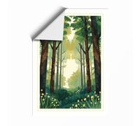 Path Through Green Light Scandinavian Unframed Wall Art Print A4 (29.7×21cm), Wall Decor for Living Room, Bedroom, Office & Home, Art Gift