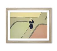 Path Through The Fields By Kamisaka Sekka Asian Painting Framed Print | A4 Oak Framed Wall Art | Ready to Hang | Asian Historical Picture | Living Room Bedroom Lounge Office