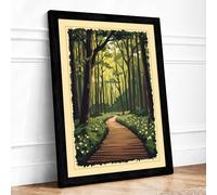 Path Through the Forest Scandinavian Framed Wall Art Print A1 (84.1×59.4cm) Black, Wall Decor for Living Room, Bedroom, Office & Home, Ready to Hang, Art Gift