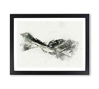 Path Through The Lake District In Abstract Modern Art Framed Wall Art Print, Ready to Hang Picture for Living Room Bedroom Home Office Décor, Black A4 (34 x 25 cm)