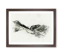 Path Through The Lake District In Abstract Modern Art Framed Wall Art Print, Ready to Hang Picture for Living Room Bedroom Home Office Décor, Walnut A4 (34 x 25 cm)